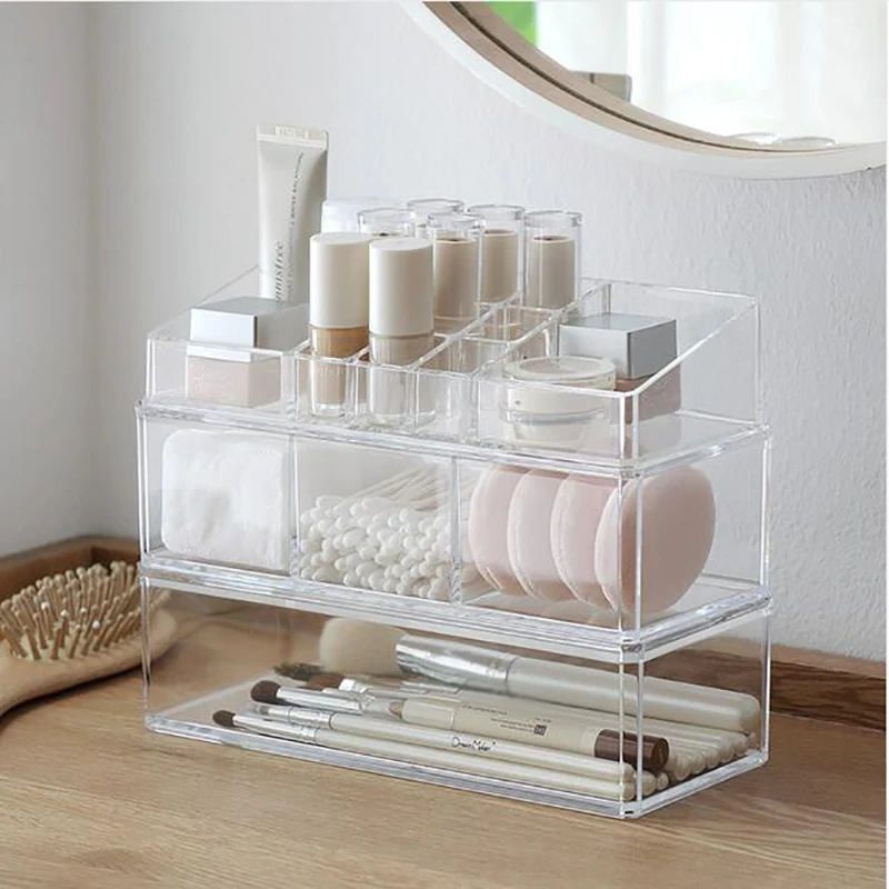

Portable Transparent Box Acrylic Make Up Cosmetic Makeup Storage Drawers Organizer