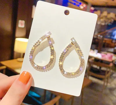 

Korean fashion design hoop geometric circular drop earrings hollow out cute girl earrings, As pic