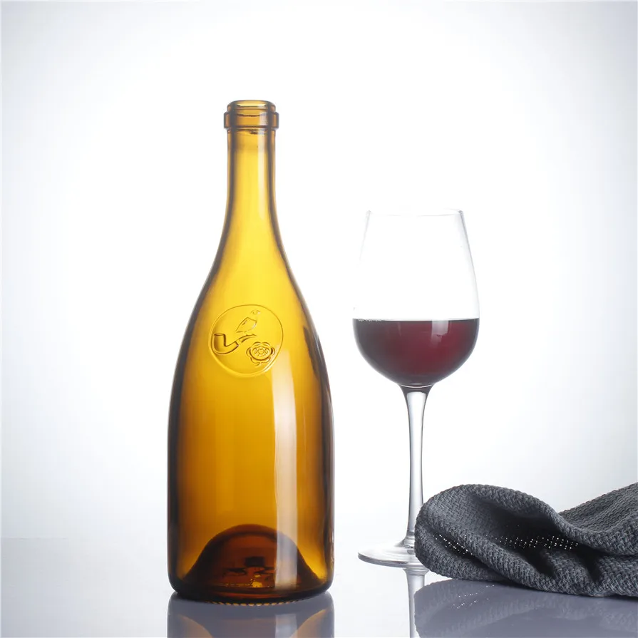 自定义标志印刷 750毫升重型深绿色软木红色勃艮第葡萄酒玻璃瓶为酒庄