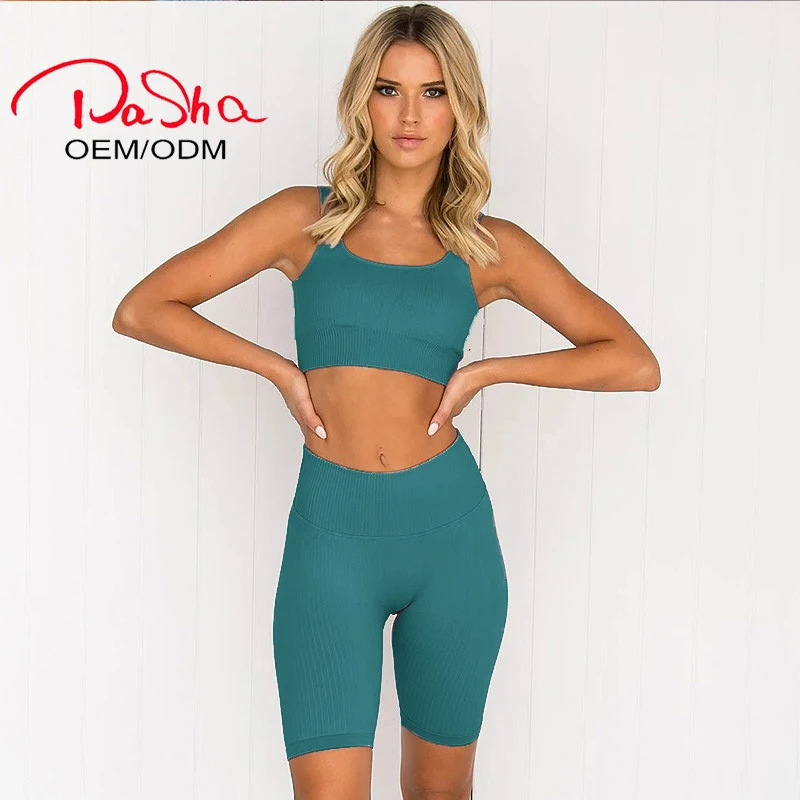 

Pashasunshine custom Female Gym Fitness Wear Sports Bra and pants Set for Women Seamless Yoga Set