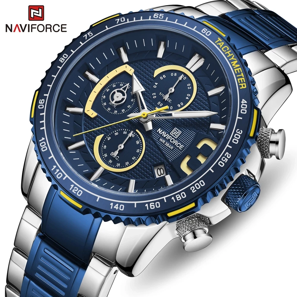 

New NAVIFORCE 8017 Watch Casual Date Sports Man Wristwatch Hot Luxury Military Chronograph Quartz Watches Men Wrist, 5-colors