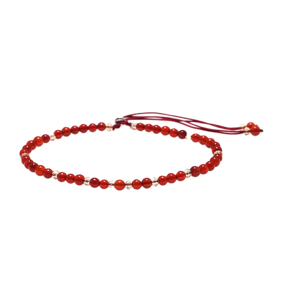 

3mm Red Color Beaded Bracelet Women Thin Bracelet Handmade Bracelet