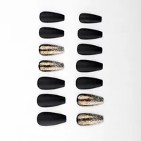 

Gold Glitter Gradient Black Matte Ballet Shape Custom Fashion False Nails