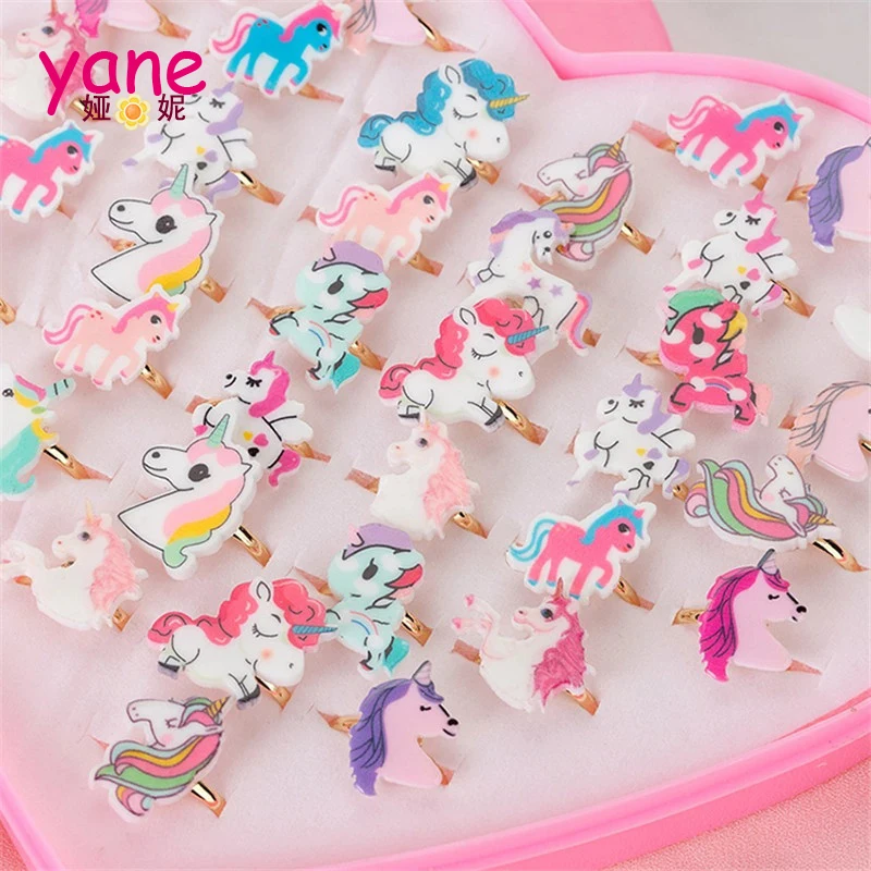 

36 pieces boxed fashion unicorn fancy rings for girls kids school