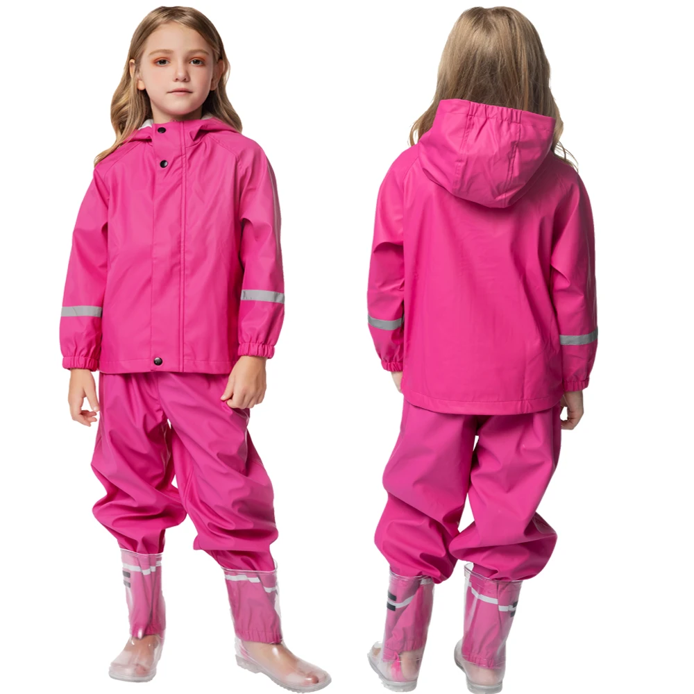 

Boys Girls Cotton Lined Waterproof Rain Jackets Hooded Windbreaker Outdoor wear, Colors