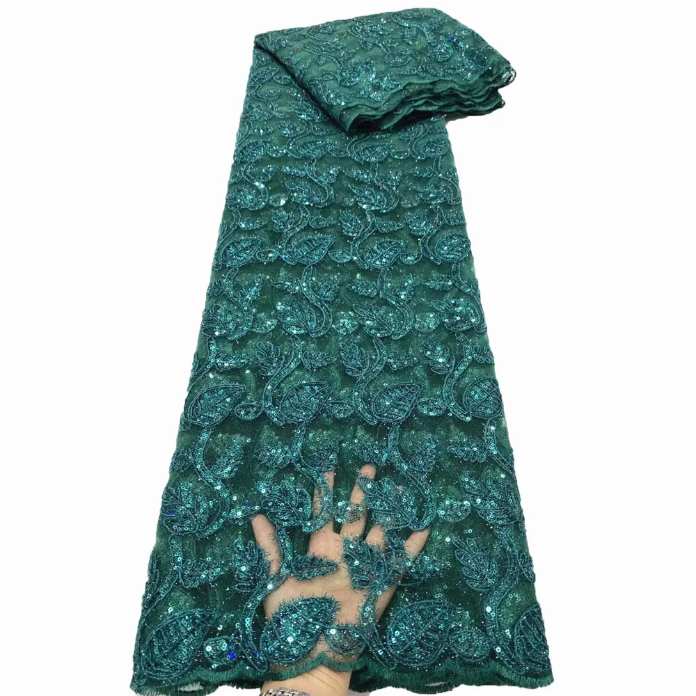

Beautifical sequins mesh net lace nigerian fabrics for dress 2021 ML1N2619, Green