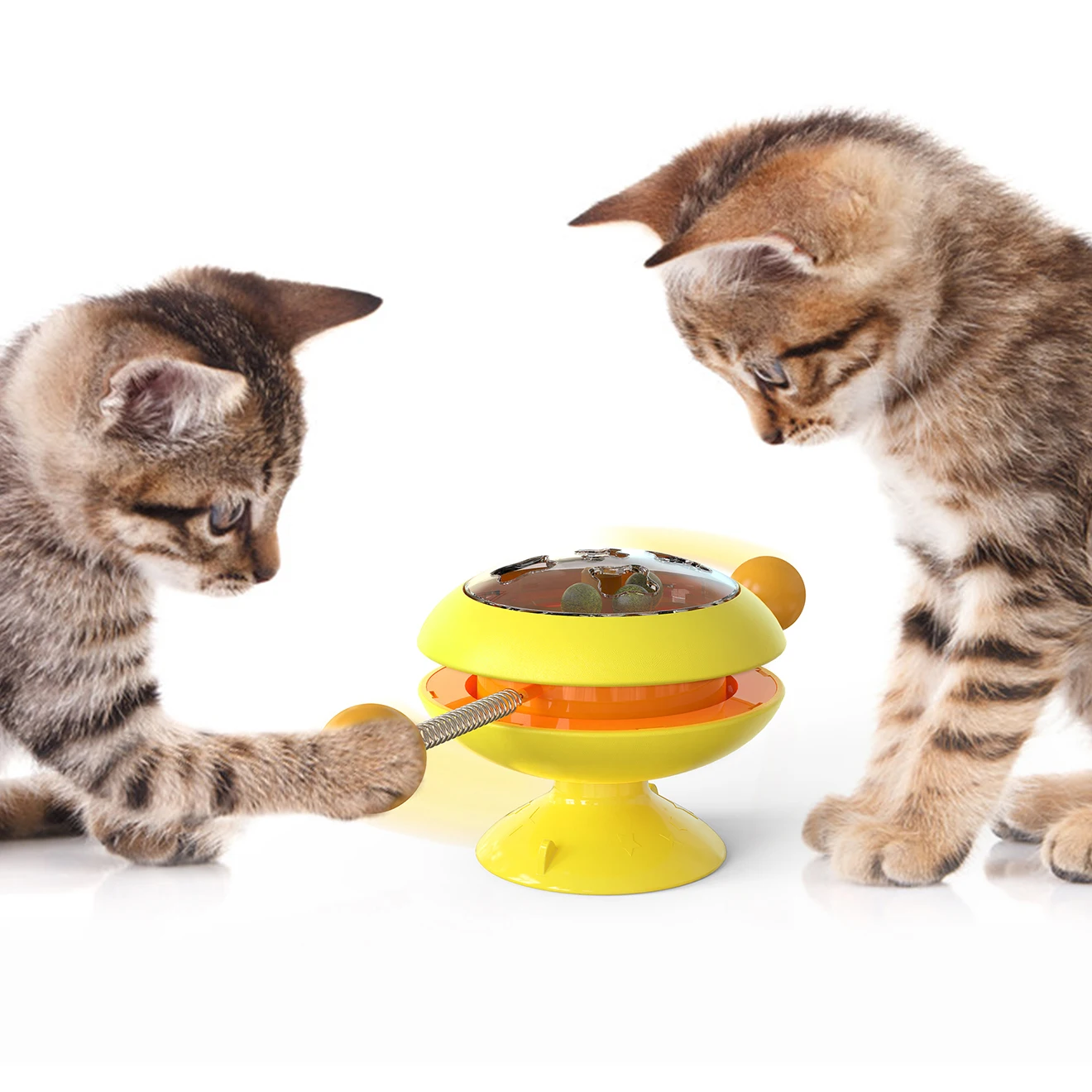 

Amazon hot spin the toy rubber Yellow cat toys catnip gyro cat toy funny, Pink/blue/yellow/green