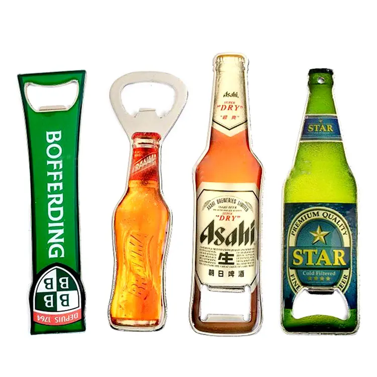 

custom bottle shape epoxy beer metal bottle opener with magnet, Silver;chromeplate;gold/custom