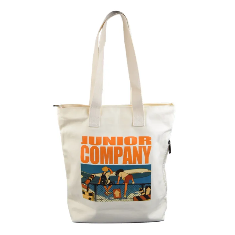 

100% recycled tote shopping organic reusable painting tote canvas cotton bag with zipper, Customized color