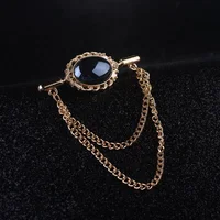 

Wholesale crystal tassel men collar long chain brooch pin on shirt