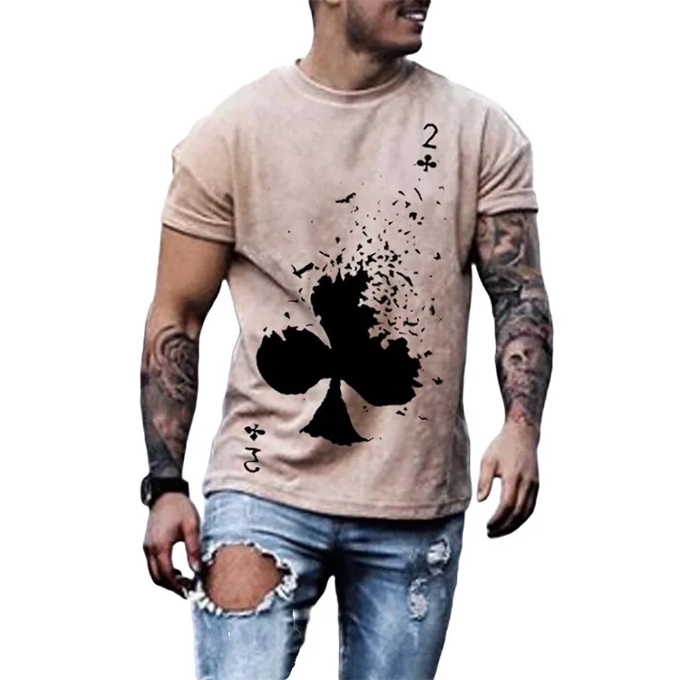 

2021 summer Hot high street hip hop digital printing t shirt men short sleeve wholesale, Khaki
