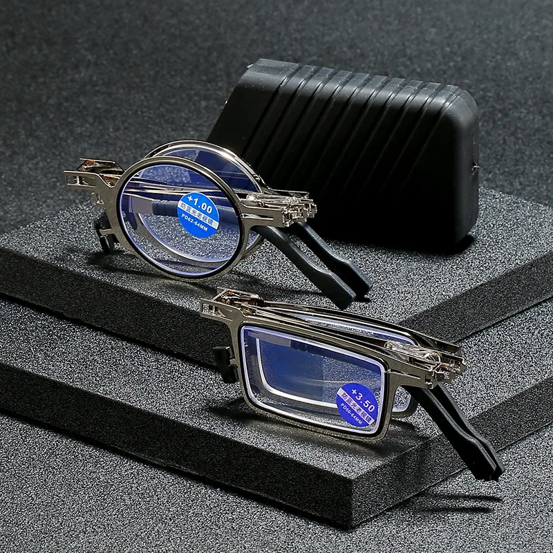 

Fashion Men Women Portable Presbyopia Eyeglasses Anti Blue Light Folding Reading Glasses With Case