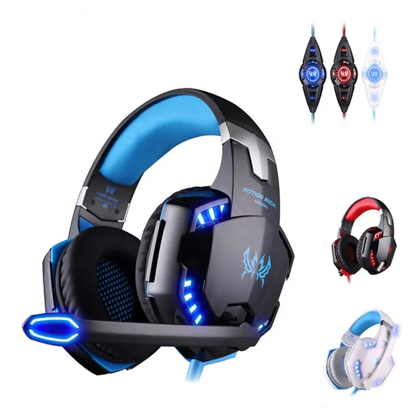 

Factory Computer Stereo Gaming Headphones Kotion EACH G2000 With Mic LED Light Earphone Over Ear Wired Headset For PC Game