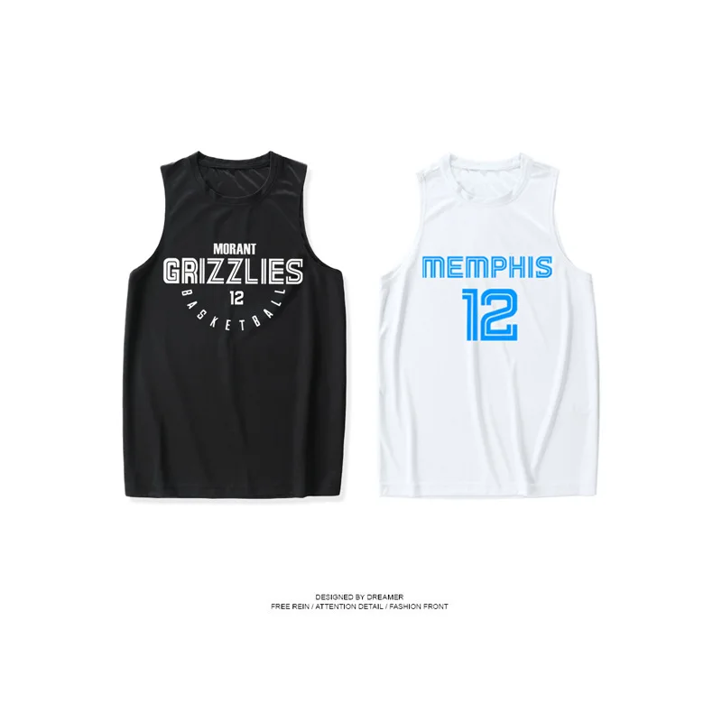 

Wholesale Custom Grizzly Morant Basketball Jersey Vest Men's Outdoor Training Loose And Quick-Drying Sleeveless Waistcoat Top, Custom color