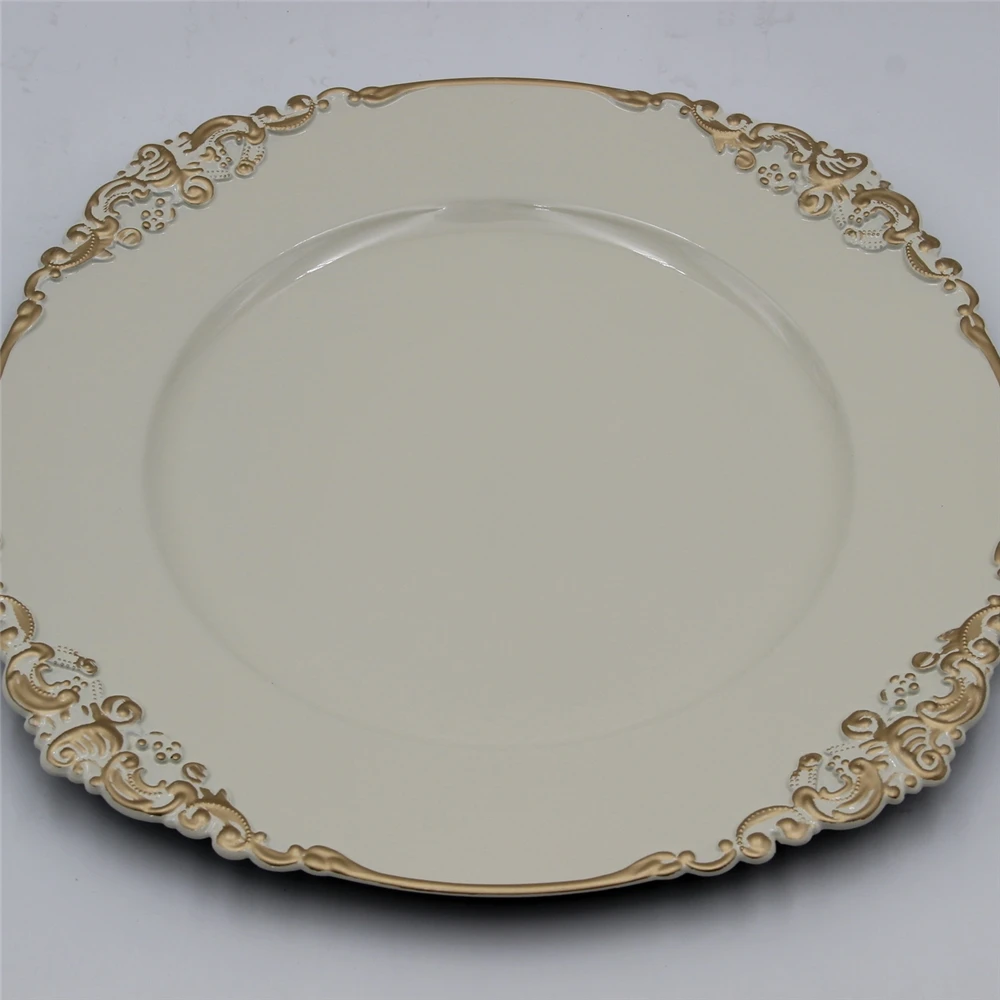 

8.5 Inch Wholesale Reusable Plastic Plates Melamine Round Salad Plate with engraved dots