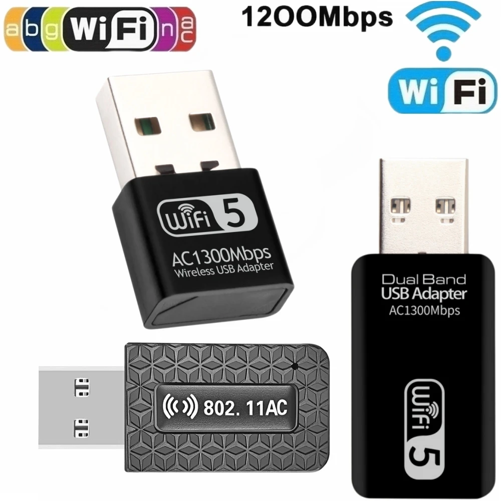 

802.11ac USB Wifi Adapter USB 3.0 Wireless Wi fi Wi-fi Dongle AC 1200Mbps 1300Mbps Dual Band 2.4G 5G Wifi Antenna Network Card