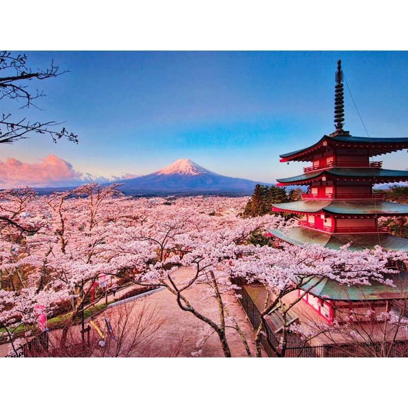 

Diamond Painting Cherry Blossoms Picture Of Rhinestones Full Square Diamond Embroidery Landscape Japanese Home Decor