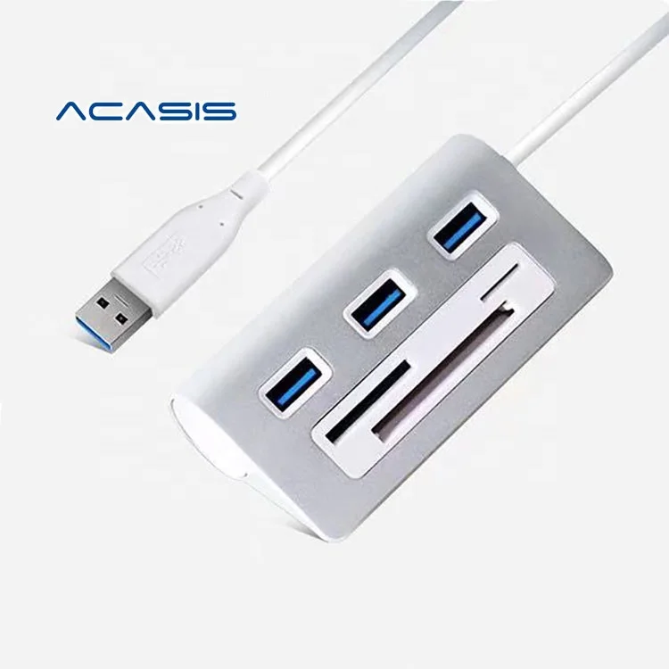 

Acasis HS0023 Usb 3.0 Hub High Speed Aluminum 3.0 Card Reader Hubs Power Interface Tf Sd Cf Card Reader Imac Pc For Macbook