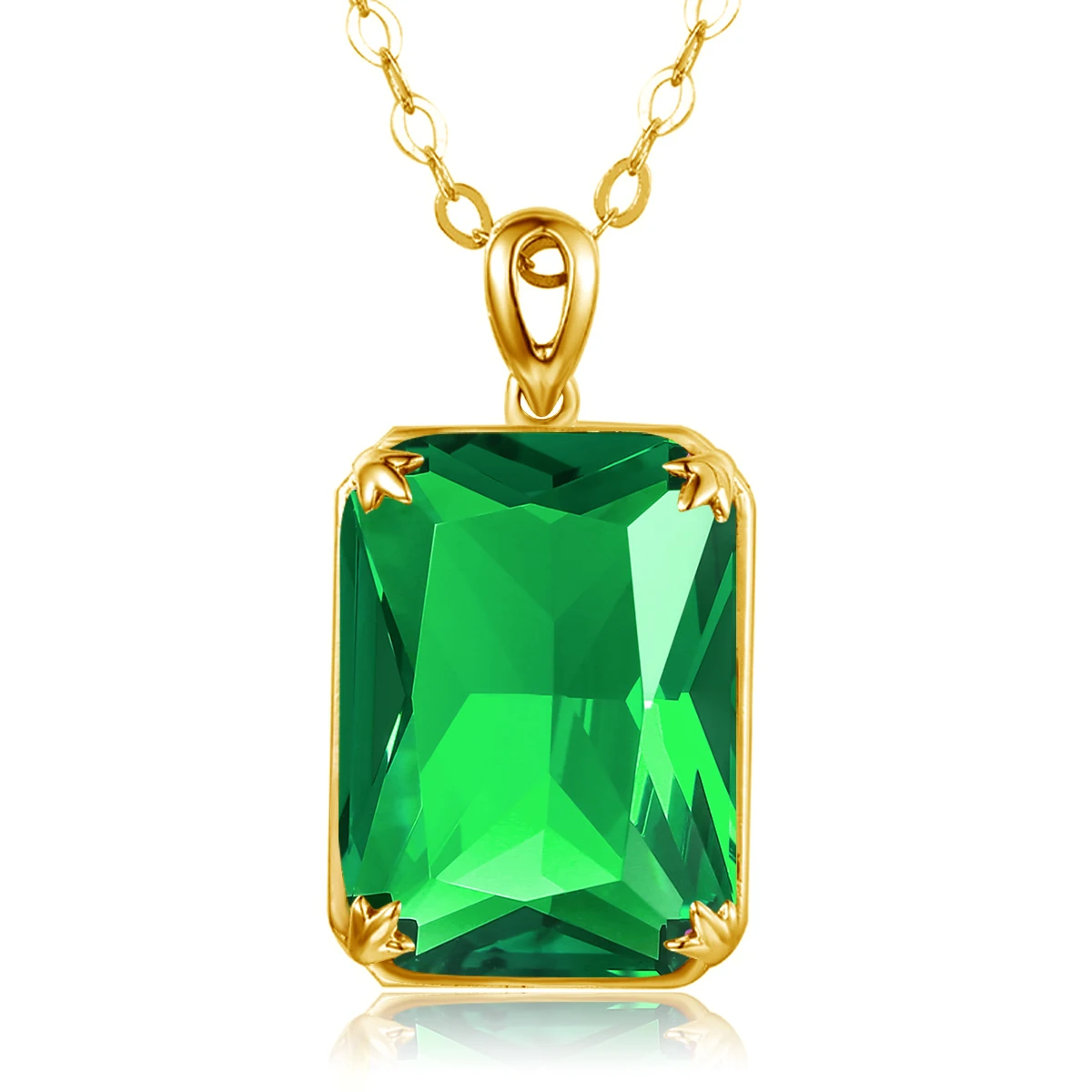 

Trendy 18K Plated Gold Square Emerald Stone Pendants for Women Wedding Real 925 Sterling Silver Pendants for Necklace Silver Jew