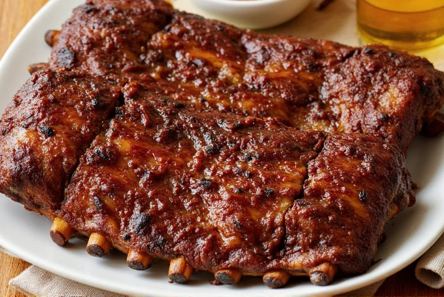 Oven slow cooked ribs on a tray