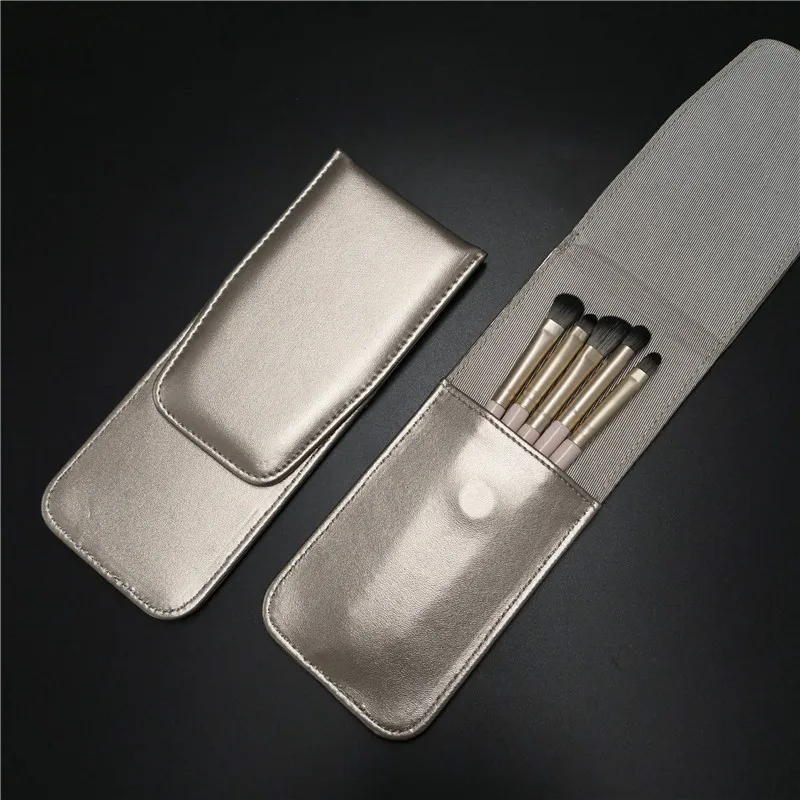

Professional eyeshadow brush packaging case bag rose gold color makeup brush pouch PU leather