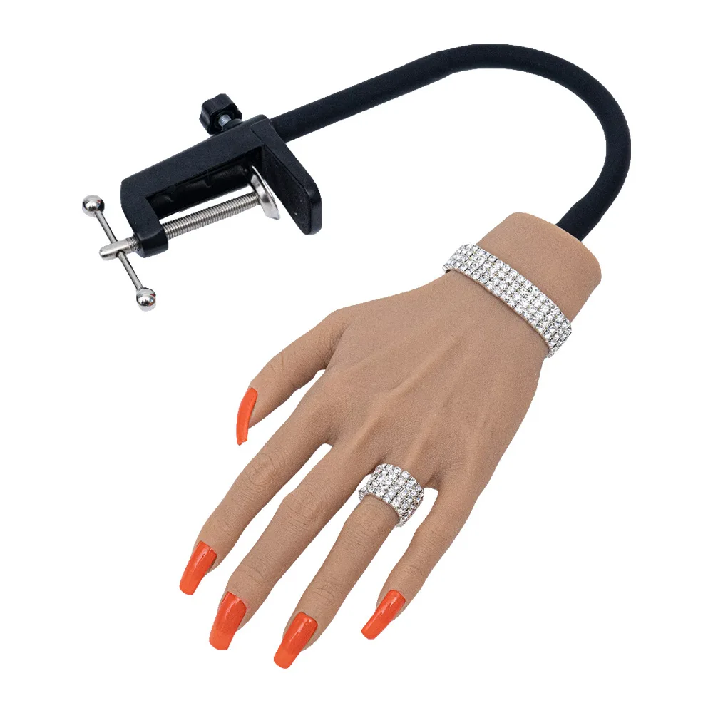 

good quality flexiable fixation clip silicone artificial nail training hand for practice hand
