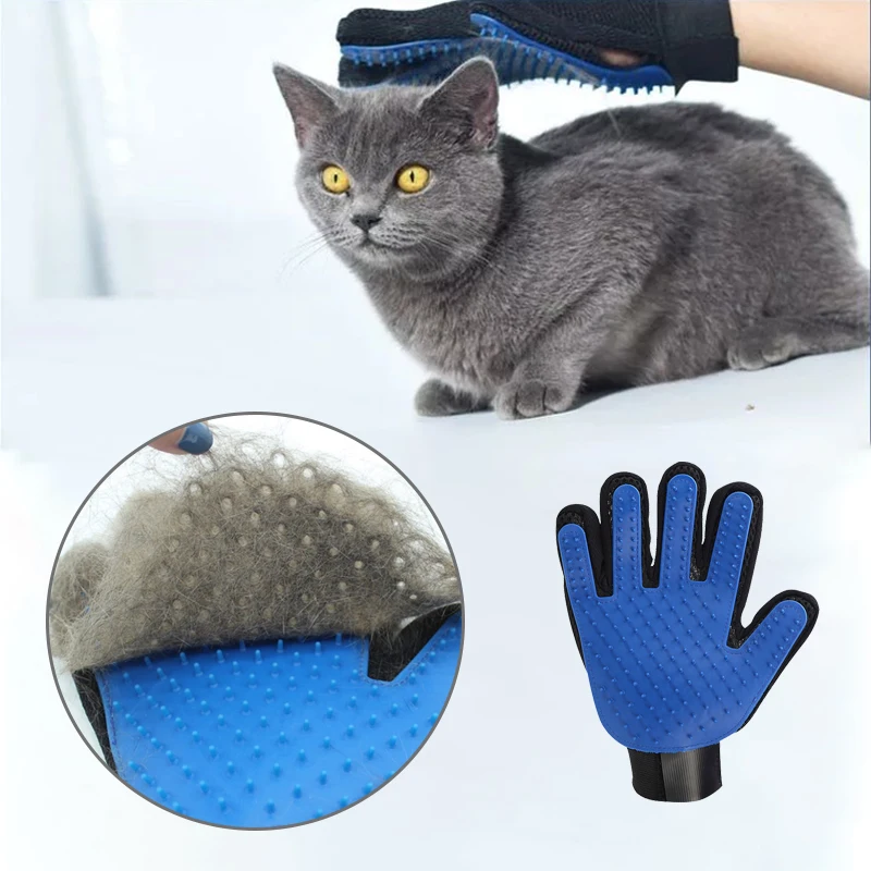 

Multi-function New Type Sale Custom Five Finger Cleaning Brush Pet Grooming Glove, Pink/blue