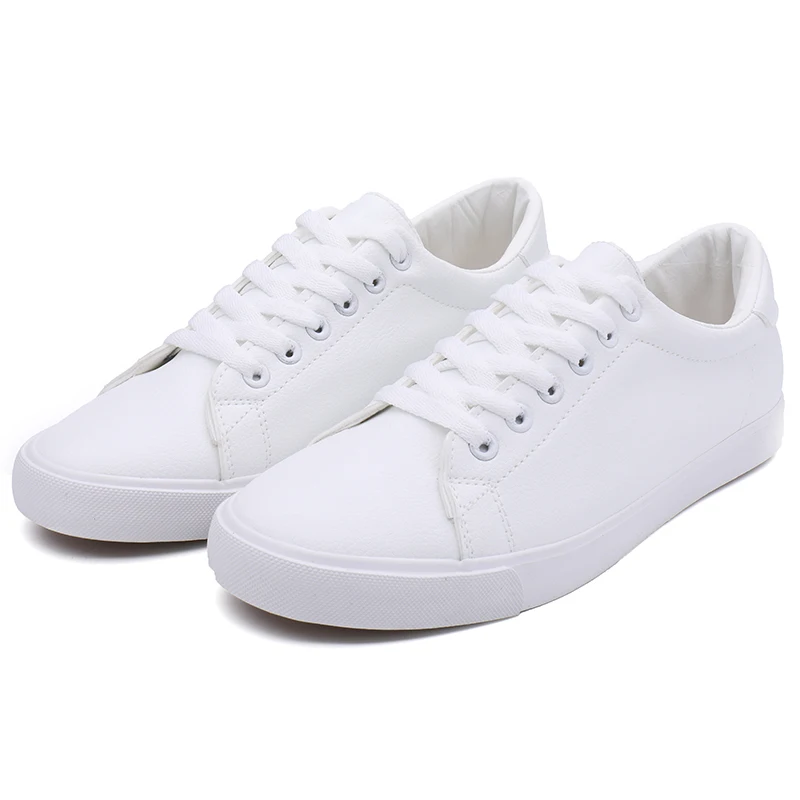 

Simple stock pure white PU fabric men's board shoes casual men skateboard shoes, 2colors