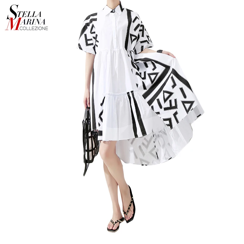 

New Fashion Summer Hot Selling Geometrical Patterns Print Long Back Female Plus Size Casual Runway Woman Dress Dresses 5114