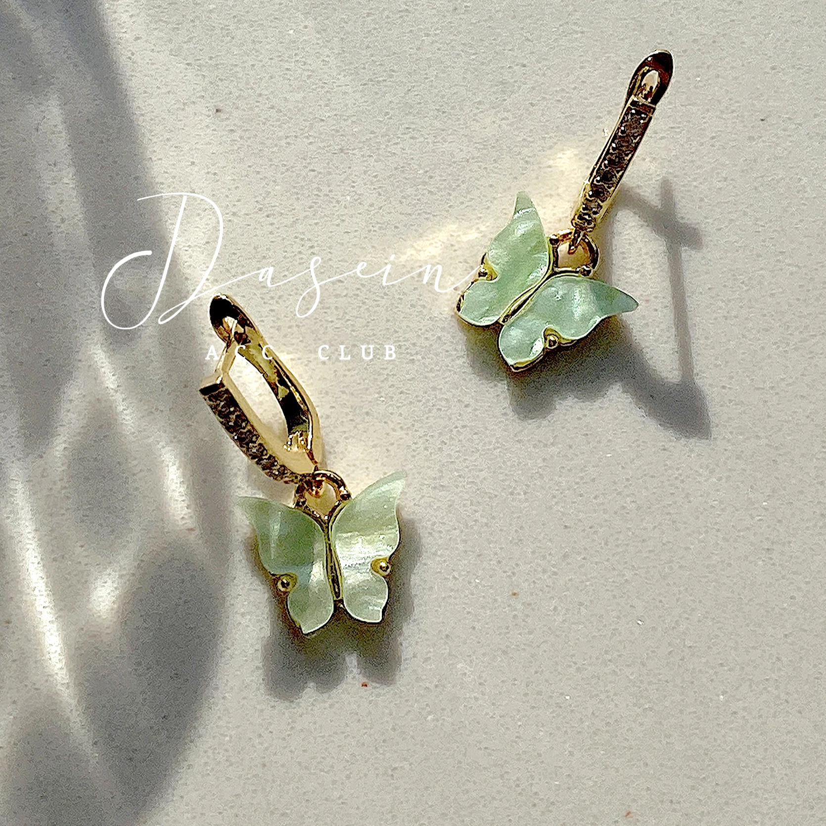 

Gold Plated Butterfly Earrings Women Zircon Hoop Drop Dangle Sweet Cute Fashion New Jewelry, White/ sky blue/ pink/ green /dark blue