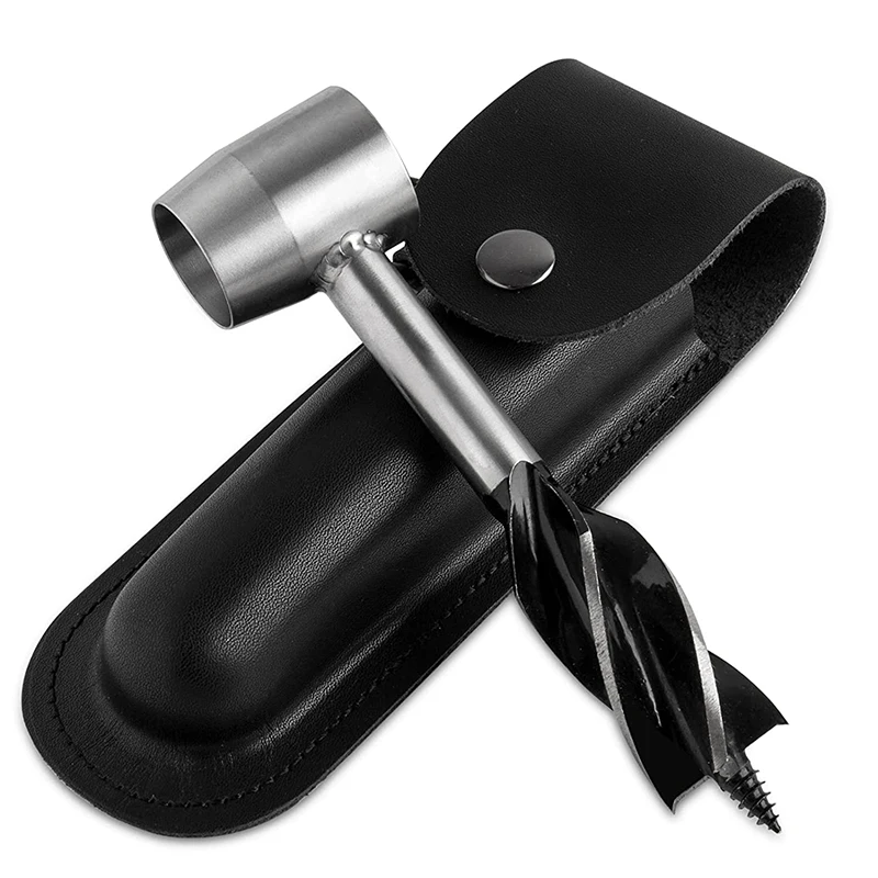 

New Arrival Survival Settlers Tool Hand Auger Drill Manual Wood Auger Wrench Steel Bushcraft Gear Tools for Camping, Black, brown