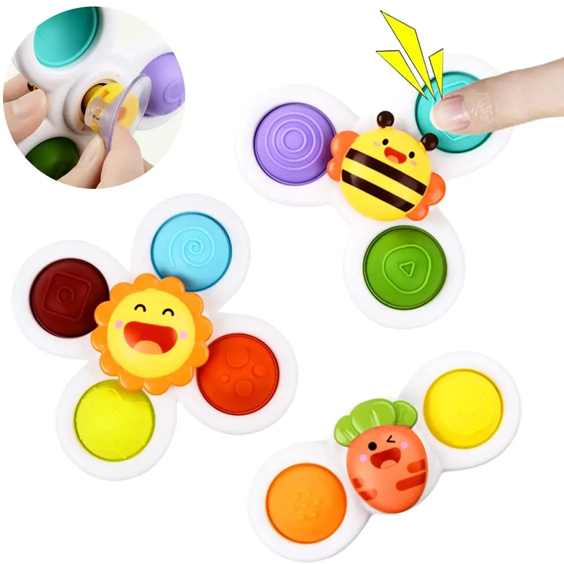 

Babies Birthday Gifts Toys Sensory Spinning Top Toys Toddlers Dimple Suction Cup Spinner Shower Toys