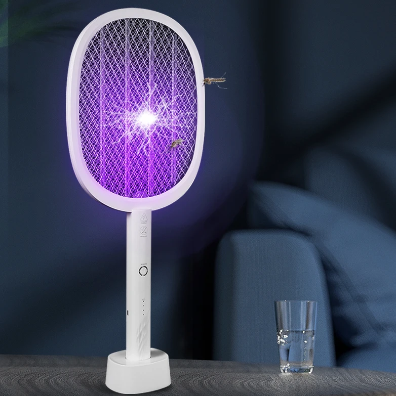 

Dropshipping Iconic Pattern Design 2 in 1 Electric Zapper Mosquito Bites Trap Racket Killer Lamp Private Label Mosquito Swatter