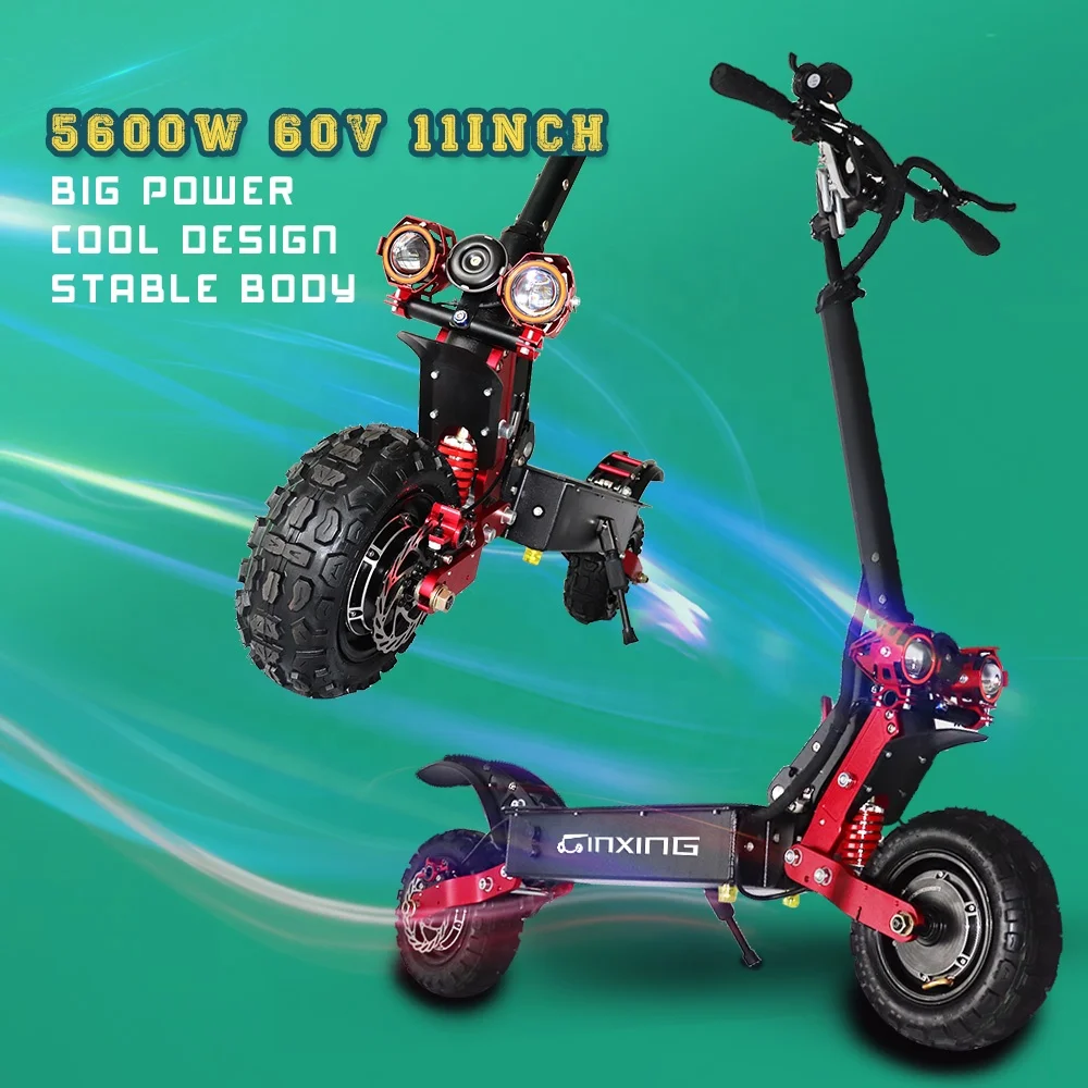 

INXING Exporers Pro Hot Selling 60V 5600W 11 Inch 13 Inch Foldable Dual Motor Electric Scooter 60V For Adults, Black