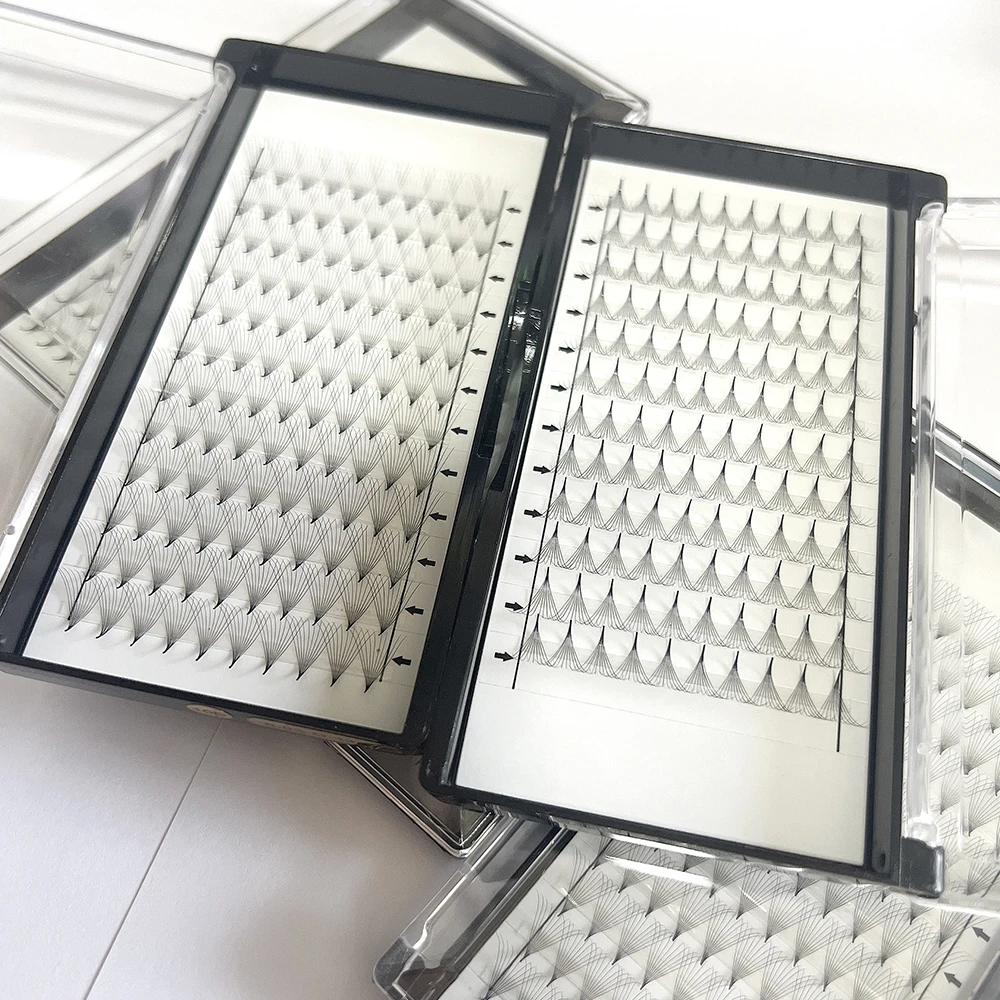 Wholesale Handmade Pointy Base Premade Fans Lashes 0.03 Thin Base Short Stem Pre Made Volume Fan Eyelash Extension Promade Fans