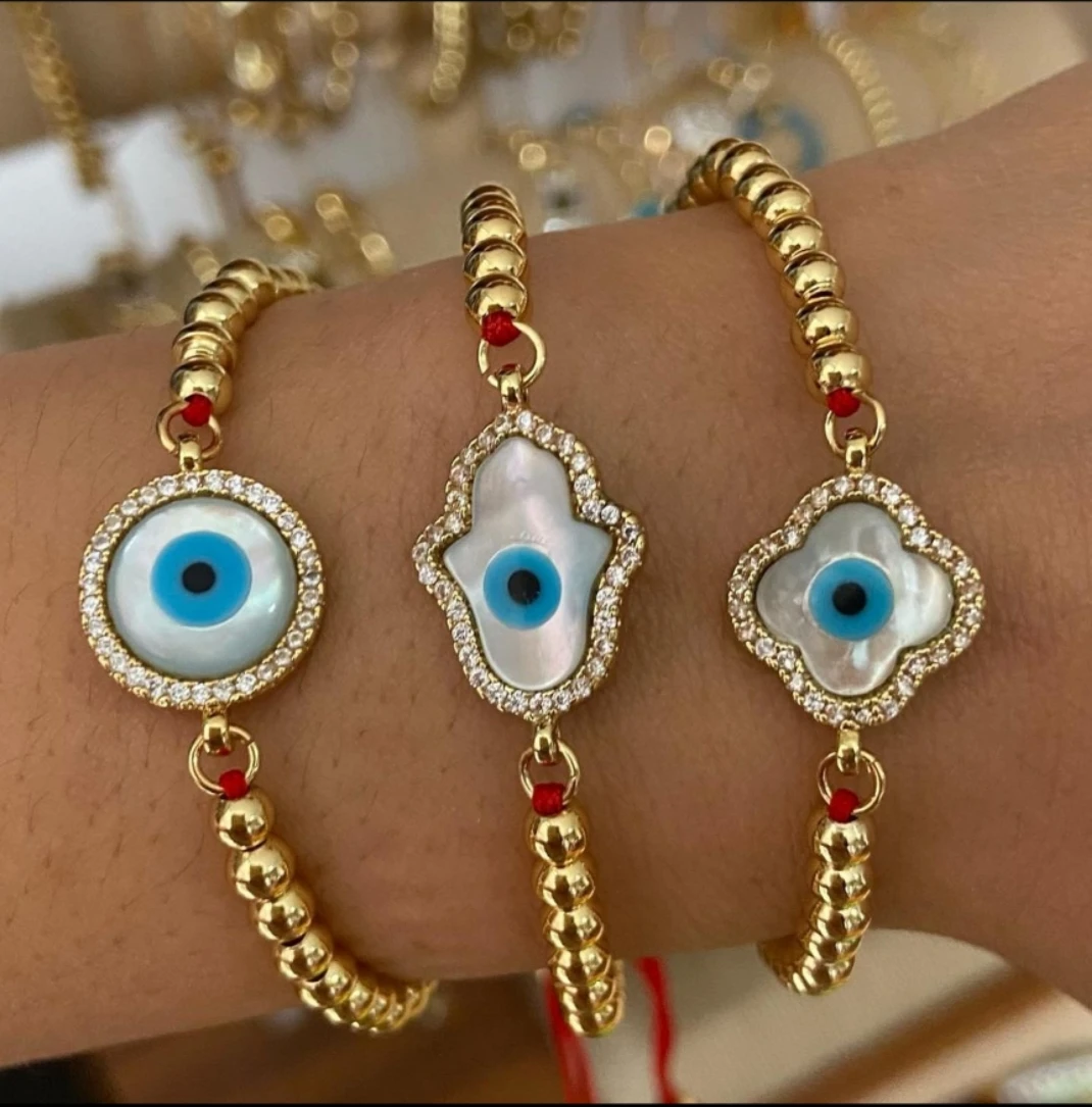 

handmade blue turkish evil eye hamsa genuine shell connector beaded adjustable macrame bracelet for women jewelry gift pulseiras, As pic