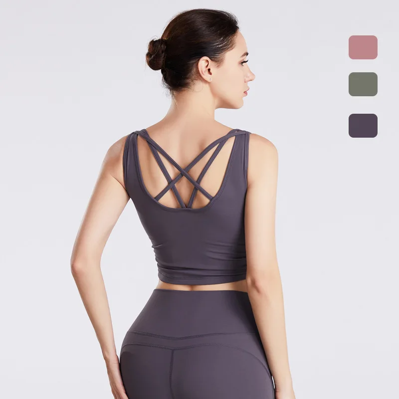 

Wholesale OEM women gym fitness apparel customize Yoga bra vest yoga sport crop top for gym sports, Multi color optional