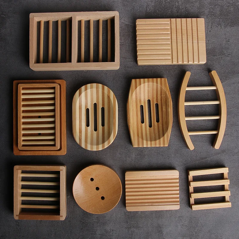 

DS1172 Bath Soap Holder Bamboo Case Tray Storage Soap Rack Plate Box Container Wooden Natural Bamboo Soap Dishes Tray