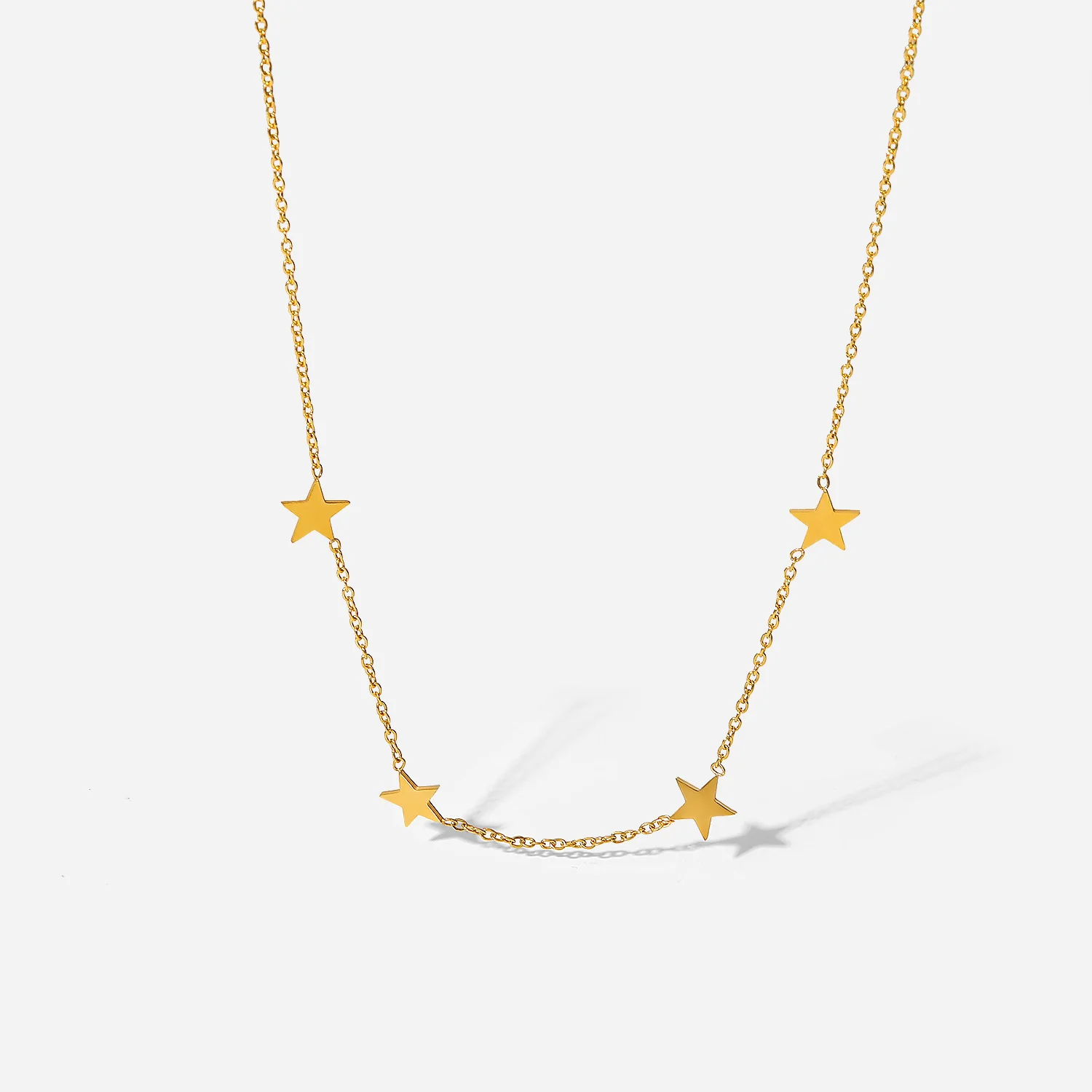 

Ins Hot Five Pointed Star Charm Necklace Stainless Steel Gold Plated Waterproof Fine Necklace For Women