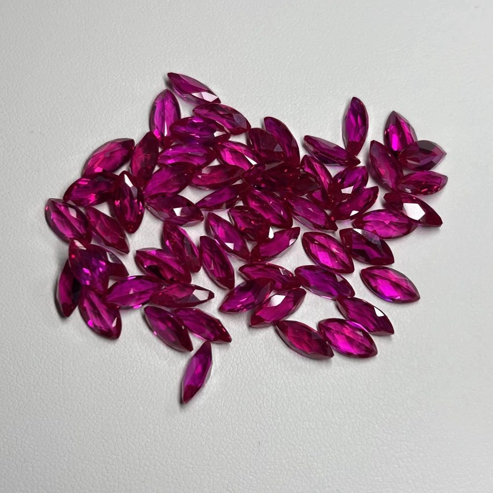 5# Red Marquise Shape Synthetic Ruby 1.5x3mm to 6x12mm Corundum Stone Loose Gemstones