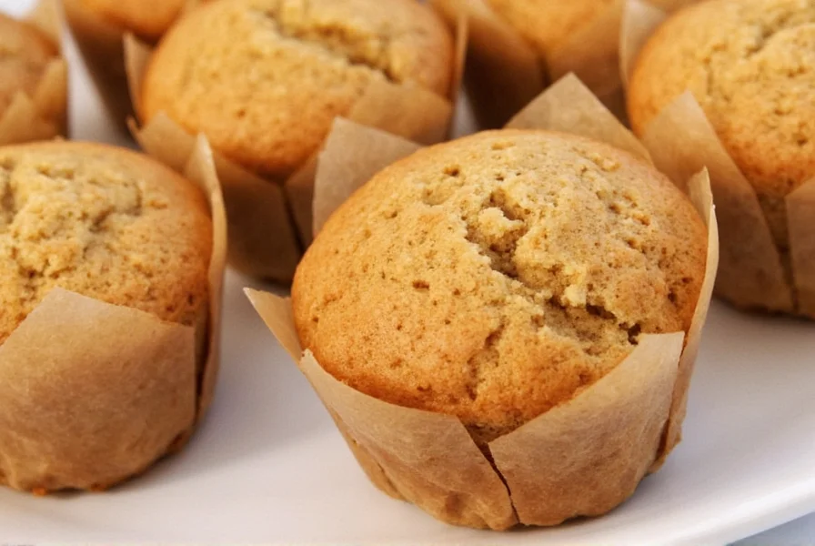 Perfectly baked golden ginger muffins with visible ginger pieces on a wire cooling rack