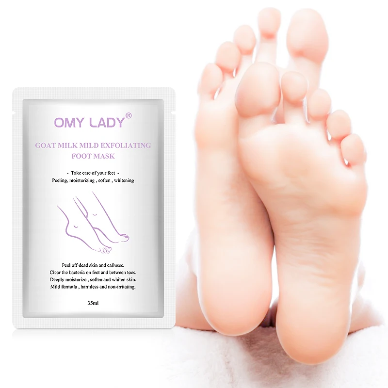 

mild formula with latic acid for remove dead skin & calluses lavender scented foot mask peeling, White color