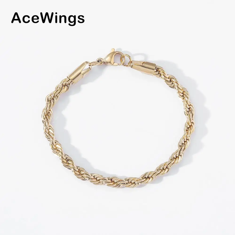 SB009  5mm 7inch 8inch Stainless Steel Rope Bracelet for Men Women