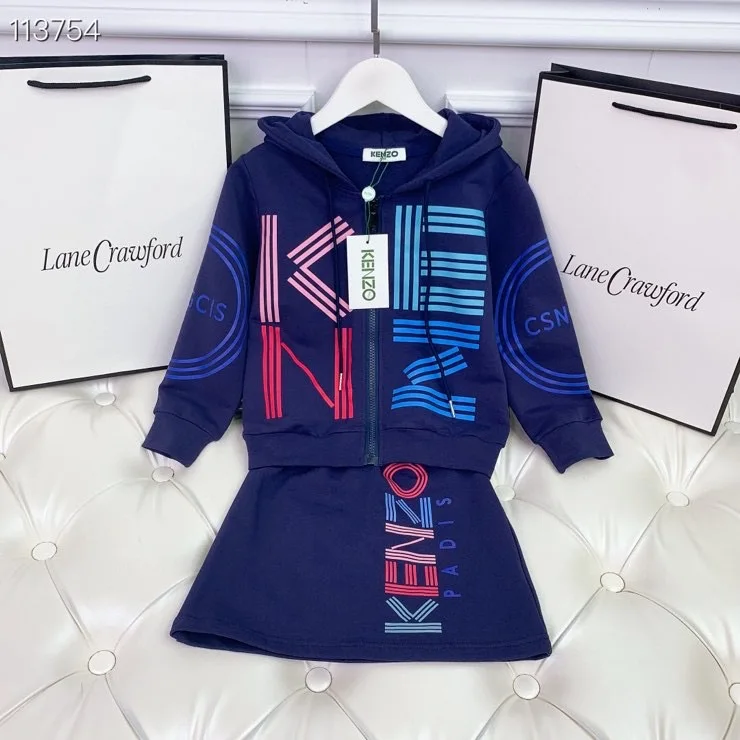 

Wholesale 2021 Autumn style new fashion 2 pcs children wear girls hooded sweatshirt skirts suit girl coat blouse skirts sets, Picture shows