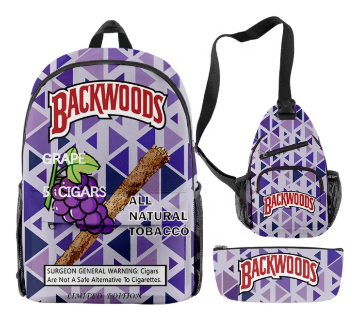 

Amazon 3pcs backwoods laptop zipper tie dye 3D backpack drop shipping, Customized