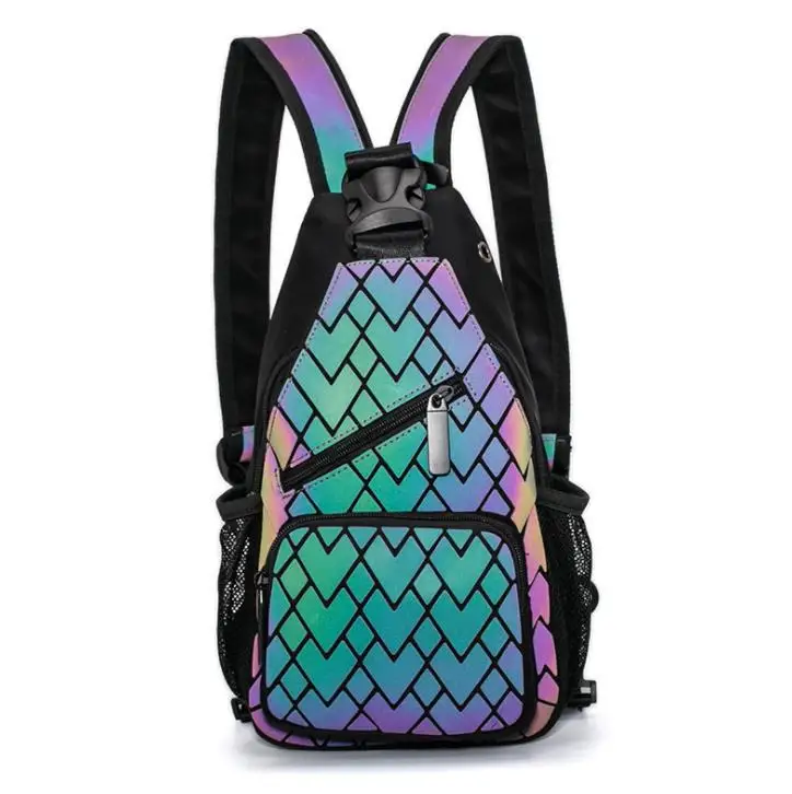 

Waterproof Leather Fanny Pack for Women Luminous Geometry Waist Bag