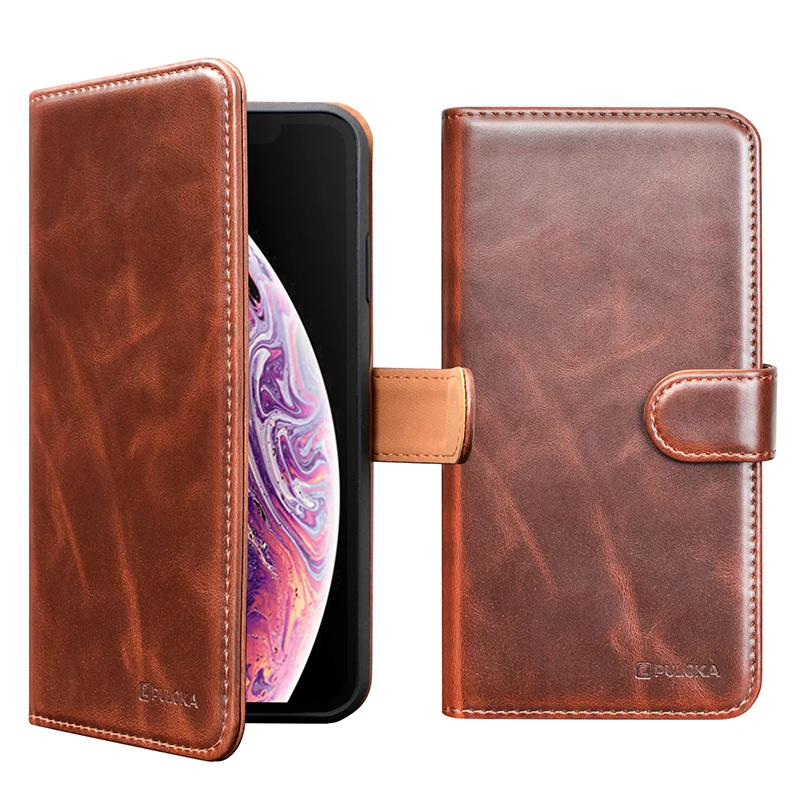 

PULOKA Latest Anti fall Leather Magnetic Detachable Wallet Flip Mobile Phone Case with card slot for iPhone X XS 12 Pro MAX
