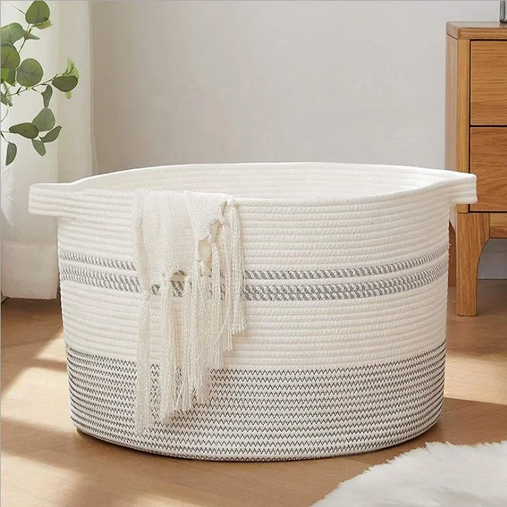 

Sundayhome Eco-friendly Foldable Laundry Basket Hampers Cotton Rope Basket, Beige+black