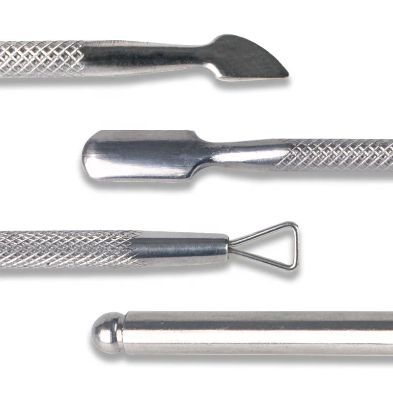 

Wholesale triangle heads metal stainless steel nail cuticle remover pusher, Silver