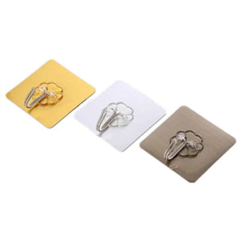

yiwu Gold Sliver Color Strong Transparent Wall Hanger Rack Sundries Hook Space Saver Waterproof Adhesive Hooks Heavy Load Sucker